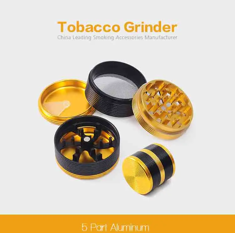 Custom Logo Tobacco Grinder Zinc Alloy Herb Grinder 62mm-5 Layer Herb Smoking Accessories Wholesale 